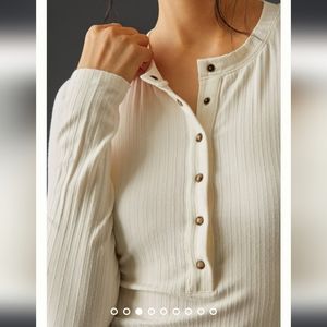 Ribbed Henley long sleeved top Anthropologie NWT